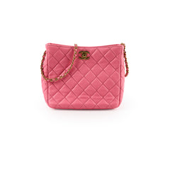 Chanel Quilted CC Mini Hobo Pearl Crush Pink Lambskin (microchip)