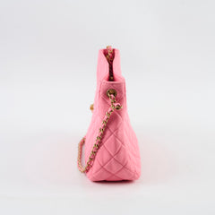 Chanel Quilted CC Mini Hobo Pearl Crush Pink Lambskin (microchip)