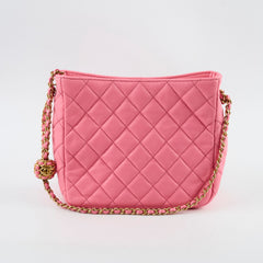 Chanel Quilted CC Mini Hobo Pearl Crush Pink Lambskin (microchip)