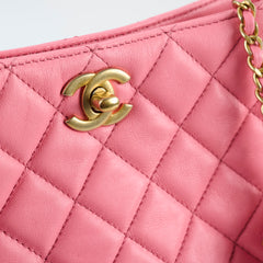 Chanel Quilted CC Mini Hobo Pearl Crush Pink Lambskin (microchip)