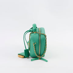 Chanel Mini Filigree Vanity Case Green Caviar