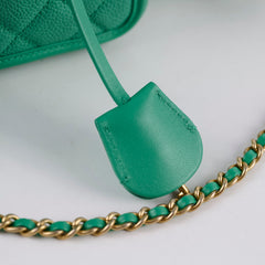 Chanel Mini Filigree Vanity Case Green Caviar