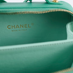 Chanel Mini Filigree Vanity Case Green Caviar