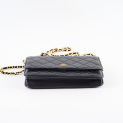Chanel Classic Wallet on Chain Black Caviar Gold HW (microchip)