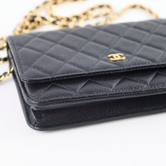 Chanel Classic Wallet on Chain Black Caviar Gold HW (microchip)