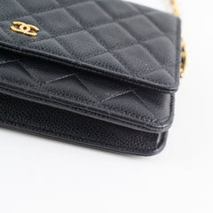 Chanel Classic Wallet on Chain Black Caviar Gold HW (microchip)