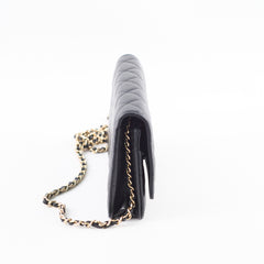 Chanel Black Caviar Crystal CC Wallet on Chain (microchip)