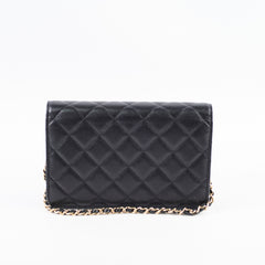 Chanel Black Caviar Crystal CC Wallet on Chain (microchip)