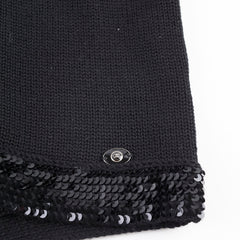 Chanel Black Sequin Wool Cardigan Size 40