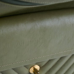 Chanel Medium Classic Flap Khaki Green Chevron Calfskin GHW