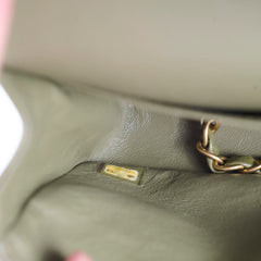 Chanel Medium Classic Flap Khaki Green Chevron Calfskin GHW