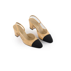 Chanel Slingbacks Beige Size 37.5C
