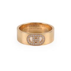 Hermes H Chaine d'Ancre Diamond Rose Gold Size 48 Ring