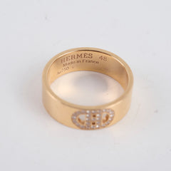 Hermes H Chaine d'Ancre Diamond Rose Gold Size 48 Ring