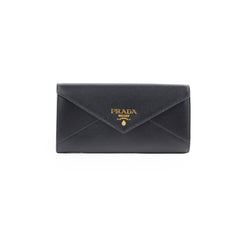 Prada Envelope Long Saffiano Black Wallet