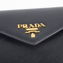Prada Envelope Long Saffiano Black Wallet