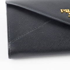 Prada Envelope Long Saffiano Black Wallet