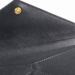 Prada Envelope Long Saffiano Black Wallet