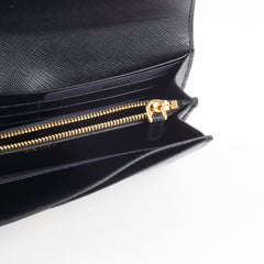 Prada Envelope Long Saffiano Black Wallet