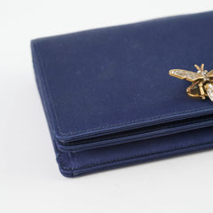 Dior Lady Bee Clutch Satin Navy Blue