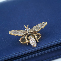 Dior Lady Bee Clutch Satin Navy Blue