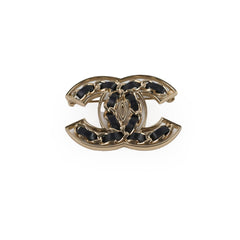 Chanel Black/Gold CC Logo Brooch Costume Jewellery