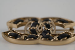 Chanel Black/Gold CC Logo Brooch Costume Jewellery
