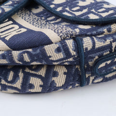 Dior Medium Saddle Bag Blue Oblique with Strap