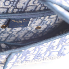 Dior Medium Saddle Bag Blue Oblique with Strap