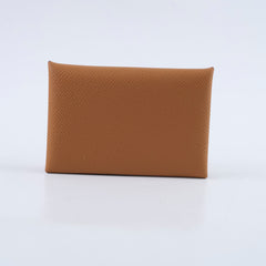 Hermes Calvi Card Holder Epsom Leather Gold- B stamp