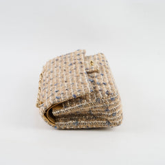 Chanel Beige Tweed Medium Double Flap Classic 10 series