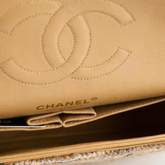 Chanel Beige Tweed Medium Double Flap Classic 10 series