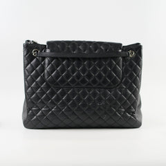 Chanel Paris-Edinburgh Quilted Flap Tote Black Caviar
