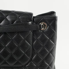 Chanel Paris-Edinburgh Quilted Flap Tote Black Caviar