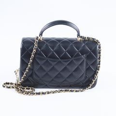 Chanel Mini Rectangular with Top Handle Black GHW Microchipped