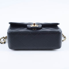 Chanel Mini Rectangular with Top Handle Black GHW Microchipped