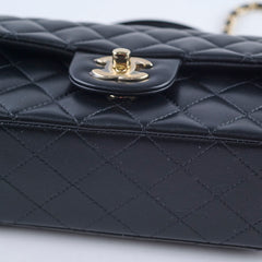 Chanel Mini Rectangular with Top Handle Black GHW Microchipped
