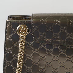 Gucci Large Emily Chain Shoulder Guccissima Patent Leather Bronze