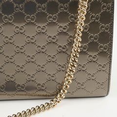 Gucci Large Emily Chain Shoulder Guccissima Patent Leather Bronze