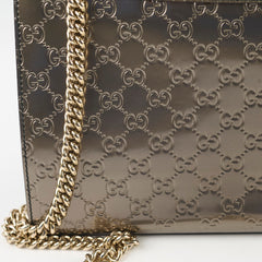 Gucci Large Emily Chain Shoulder Guccissima Patent Leather Bronze