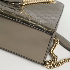 Gucci Large Emily Chain Shoulder Guccissima Patent Leather Bronze