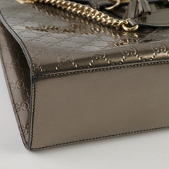 Gucci Large Emily Chain Shoulder Guccissima Patent Leather Bronze