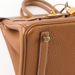 Hermes Birkin 25 Gold Togo GHW X stamp