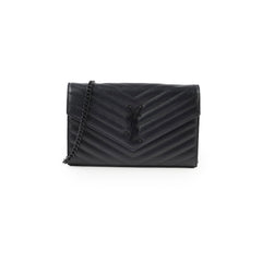Saint Laurent Cassandre Evelope Wallet On Chain Black