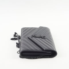 Saint Laurent Cassandre Evelope Wallet On Chain Black