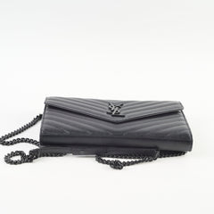 Saint Laurent Cassandre Evelope Wallet On Chain Black