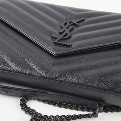 Saint Laurent Cassandre Evelope Wallet On Chain Black