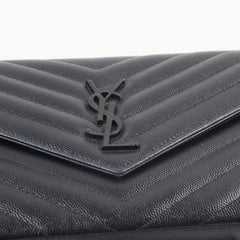 Saint Laurent Cassandre Evelope Wallet On Chain Black