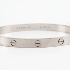 Cartier Love Bracelet Classic Model White Gold Size 19