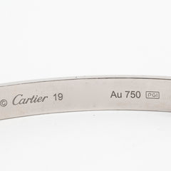 Cartier Love Bracelet Classic Model White Gold Size 19